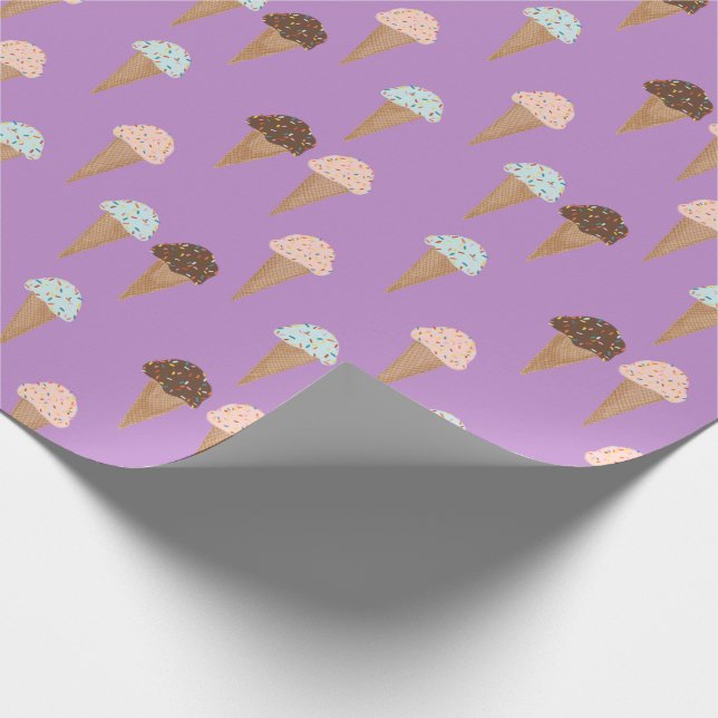 Papier Cadeau Crème glacée avec arrosage motif violet envelopper (Coin)