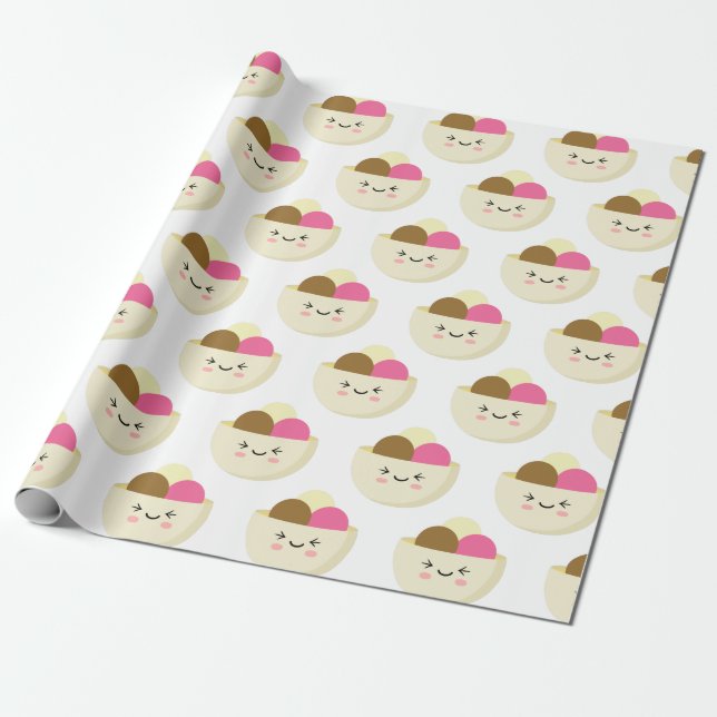 Papier Cadeau Crème glacée Kawaii (Déroulé)