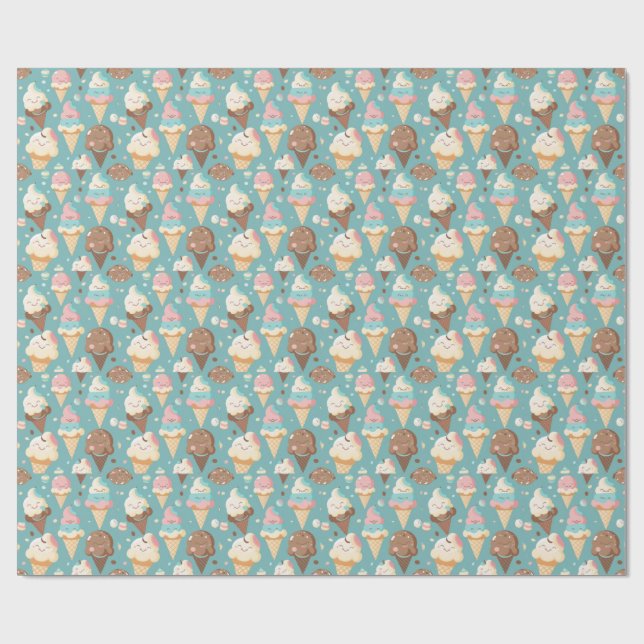 Papier Cadeau Crème glacée très colorée (Plat)
