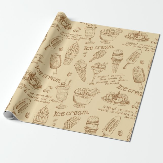 Papier Cadeau Crème glacée vintage (Déroulé)