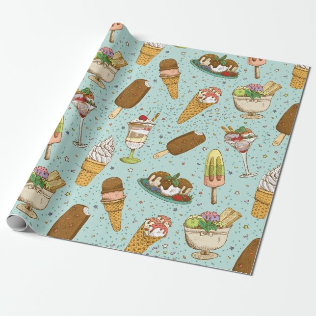 Papier Cadeau Crème glacée vintage (Déroulé)