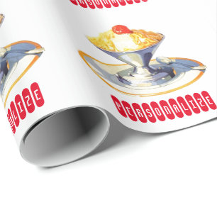 Papier Cadeau crème glacée vintage sundae rétro dessert nourritu