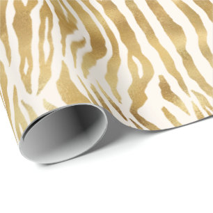 Papier Cadeau Crème Gold Zebra Print     