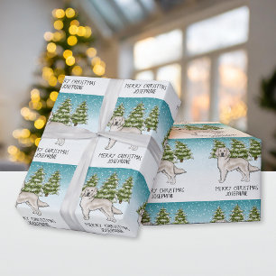 Papier Cadeau Crème Golden Retriever Chien Noël Texte personnali