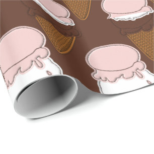 Papier Cadeau Crème napolitaine piquée cônes de glace 3 GIFT WRA