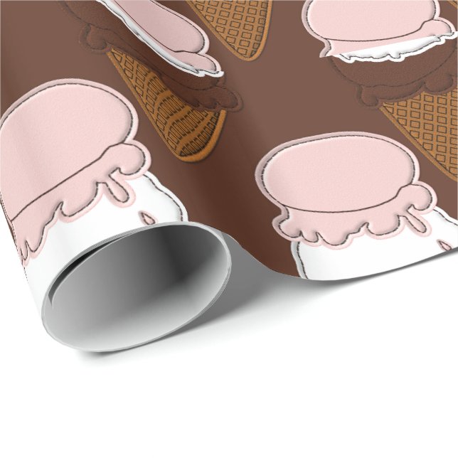 Papier Cadeau Crème napolitaine piquée cônes de glace 3 GIFT WRA (Coin rond)