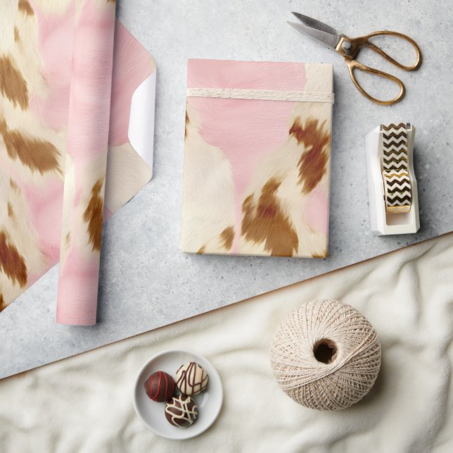 Papier Cadeau Crème rose Blanc Brown (Artisanat)