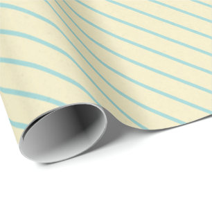Papier Cadeau Crème vintage et enveloppement diagonale bleu ciel