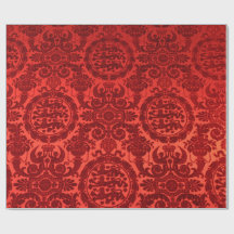 Crimson Noel Damask Wrapping Paper