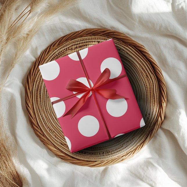 Papier Cadeau Crimson White Grands Pois (Créateur téléchargé)