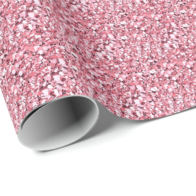 Papier Cadeau Cristal de Druzy - rose de quartz rose (Coin rond)