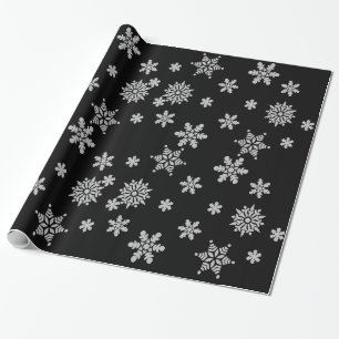 Papier Cadeau Cristal de flocon de neige décoratif en noir