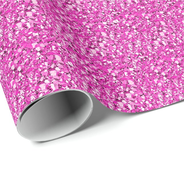 Papier Cadeau cristal druzy - rose fuchsia (Coin rond)