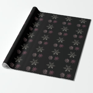 Papier Cadeau Cristaux de glace, argent, rose