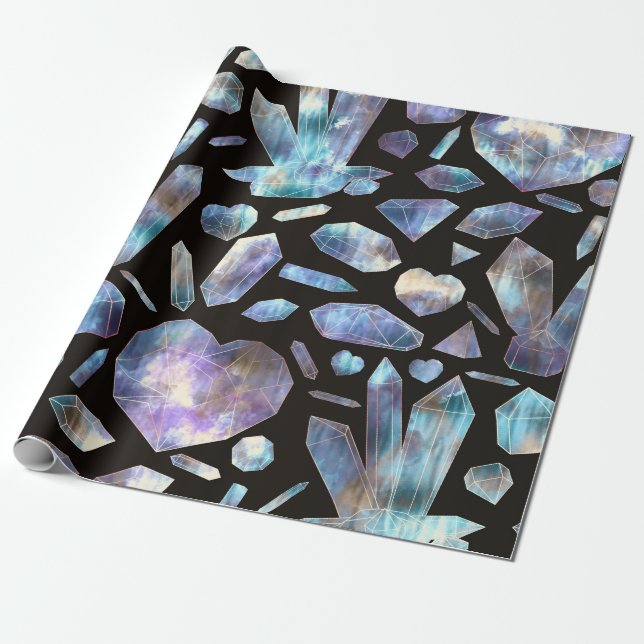 Papier Cadeau Cristaux d'énergie magique Arc-en-ciel Crystal Roc (Déroulé)