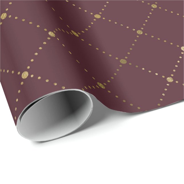 Papier Cadeau Cristaux d'or du marron de Bourgogne Grill Géométr (Coin rond)