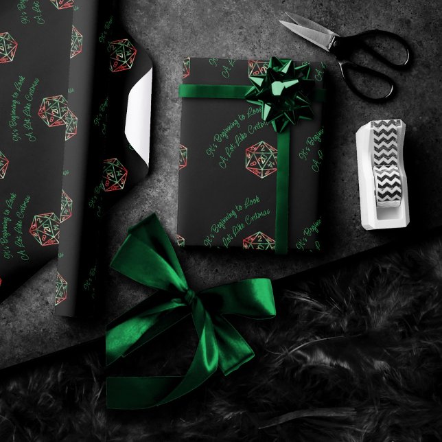 Papier Cadeau Critère RPG | Joueur de rôle Tableau rouge et vert (Créateur téléchargé)