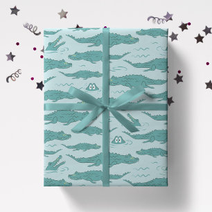 Papier Cadeau Crocodile Alligator Animal Sauvage Garçon Dessiné 