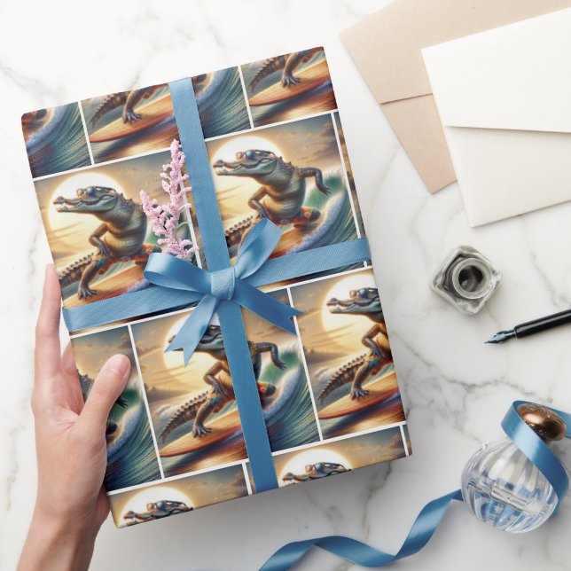 Papier Cadeau Crocodile en surf (Cadeaux)