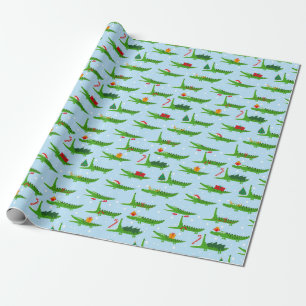 Papier Cadeau Crocodiles festifs dans les costumes de Noël Motif