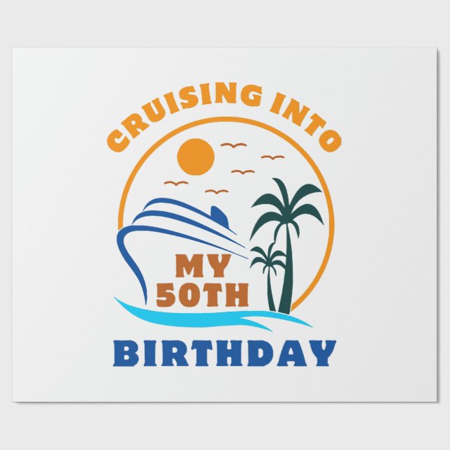 Papier Cadeau Croisière en mon bateau de 50e anniversaire (Plat)