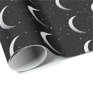Papier Cadeau Croissants de lune argentés - arrière - plan