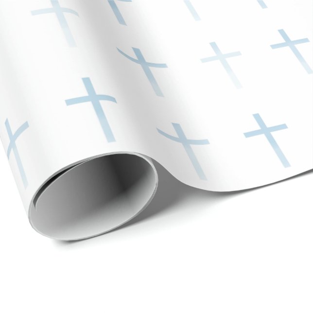 Papier Cadeau Croix Bleue Communion (Coin rond)