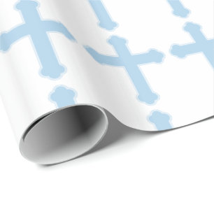 Papier Cadeau Croix Bleue Élégante