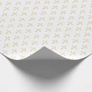 Papier Cadeau Croix chrétiennes d'or sur le blanc