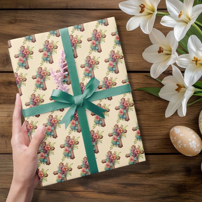 Papier Cadeau Croix de l'aquarelle de Pâques (Créateur téléchargé)