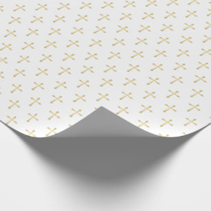 Papier Cadeau Croix d'or chrétienne sur blanc