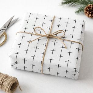 Papier Cadeau Croix noire et blanche de trois clous