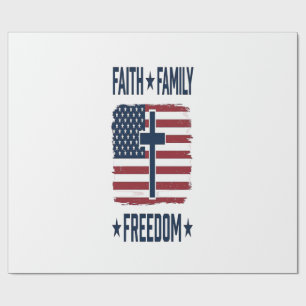 Papier Cadeau Croix Patriotique Foi Famille Liberté Drapeau USA