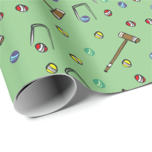 Papier Cadeau Croquet Whimsical Colorful Sage à la main vert