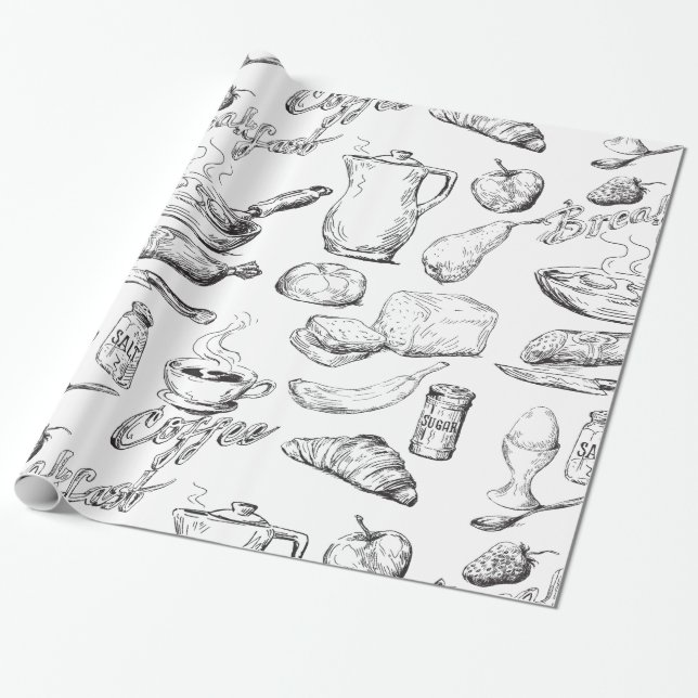 Papier Cadeau Croquis de café (Déroulé)