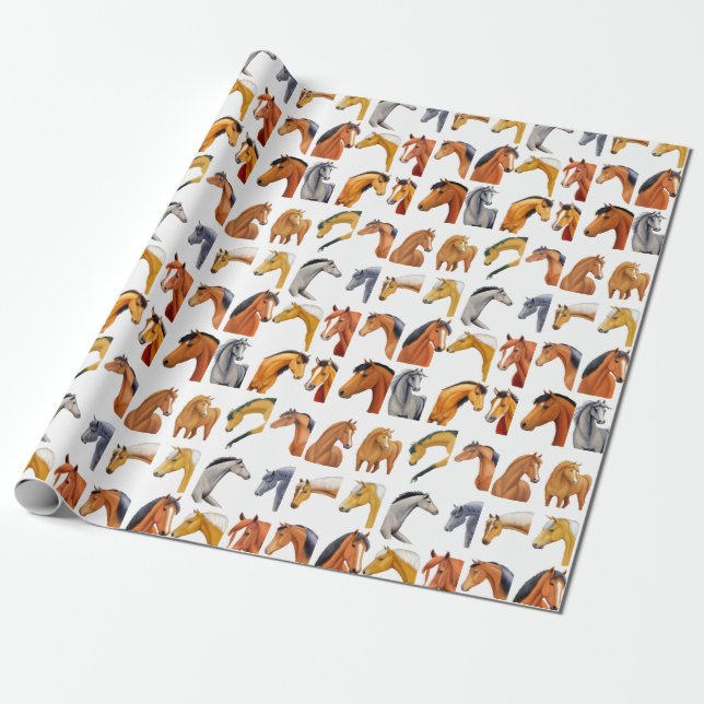 Papier Cadeau Croquis de chevaux (Déroulé)