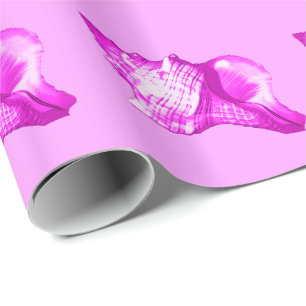 Papier Cadeau Croquis de conque - nuances d'orchidée et de blanc