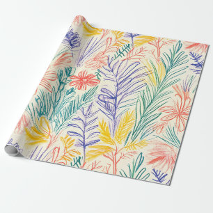 Papier Cadeau Croquis de fleur sauvage vintage (7)