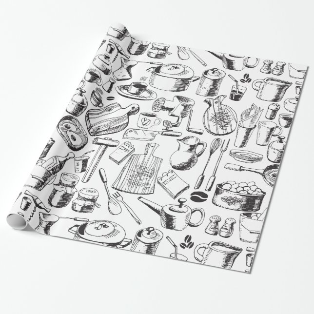 Papier Cadeau Croquis de nourriture (Déroulé)