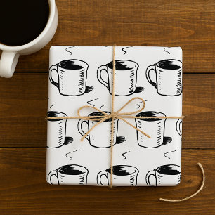 Papier Cadeau Croquis de tasse à café dessiné à la main Minimali