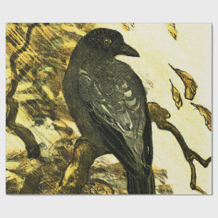 Papier Cadeau Crow vintage Perché sur une branche Theo van Hoyte