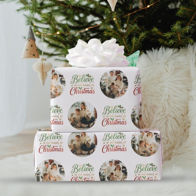 Papier Cadeau Croyez en la magie de Noël Photo Collage (Créateur téléchargé)