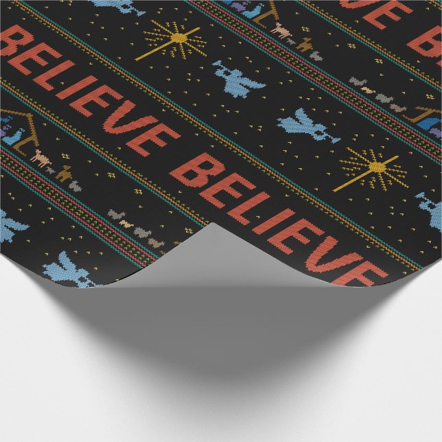 Papier Cadeau CROYEZ VRAIMENT Chandail de Noël religieux chrétie (Coin)