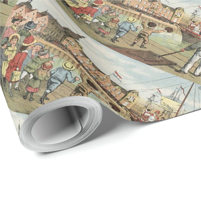 Papier Cadeau Cru de arrivée de Sinterklaas de Néerlandais de (Coin rond)