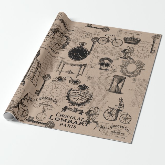 Papier Cadeau Cru de style de papier d'emballage (Déroulé)