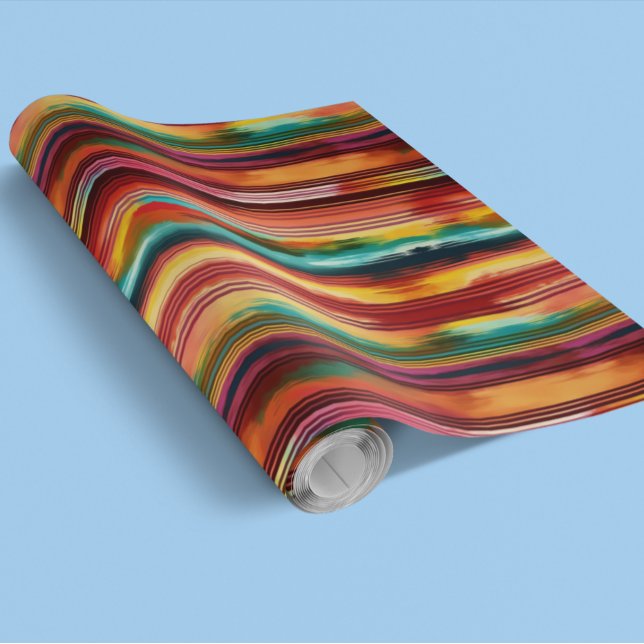 Papier Cadeau Cube mexicaine Fiesta Stripe d'aquarelle (Créateur téléchargé)