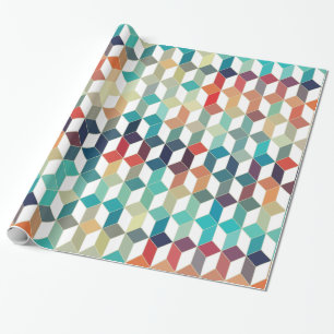 Papier Cadeau Cubes colorés Motif sur Arrière - plan blanc