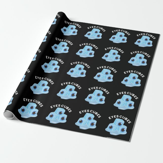 Papier Cadeau Cubes d'yeux amusant pistolet à glace foncé BG (Déroulé)