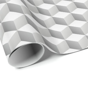 Papier Cadeau Cubes ombrés gris clair 3D
