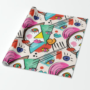 Papier Cadeau Cubisme moderne Abstrait Artsy Femme Visages